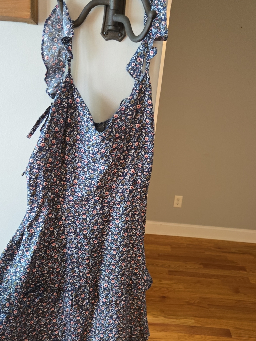 Dress Forum Blue Floral Midi Dress with Pink Accents